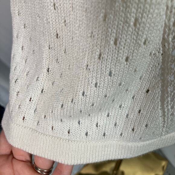 Cabi Ivory Knit Sleeveless Tank Sweater Tunic Open Stitch Cotton Viscose Luxury - Picture 10 of 14